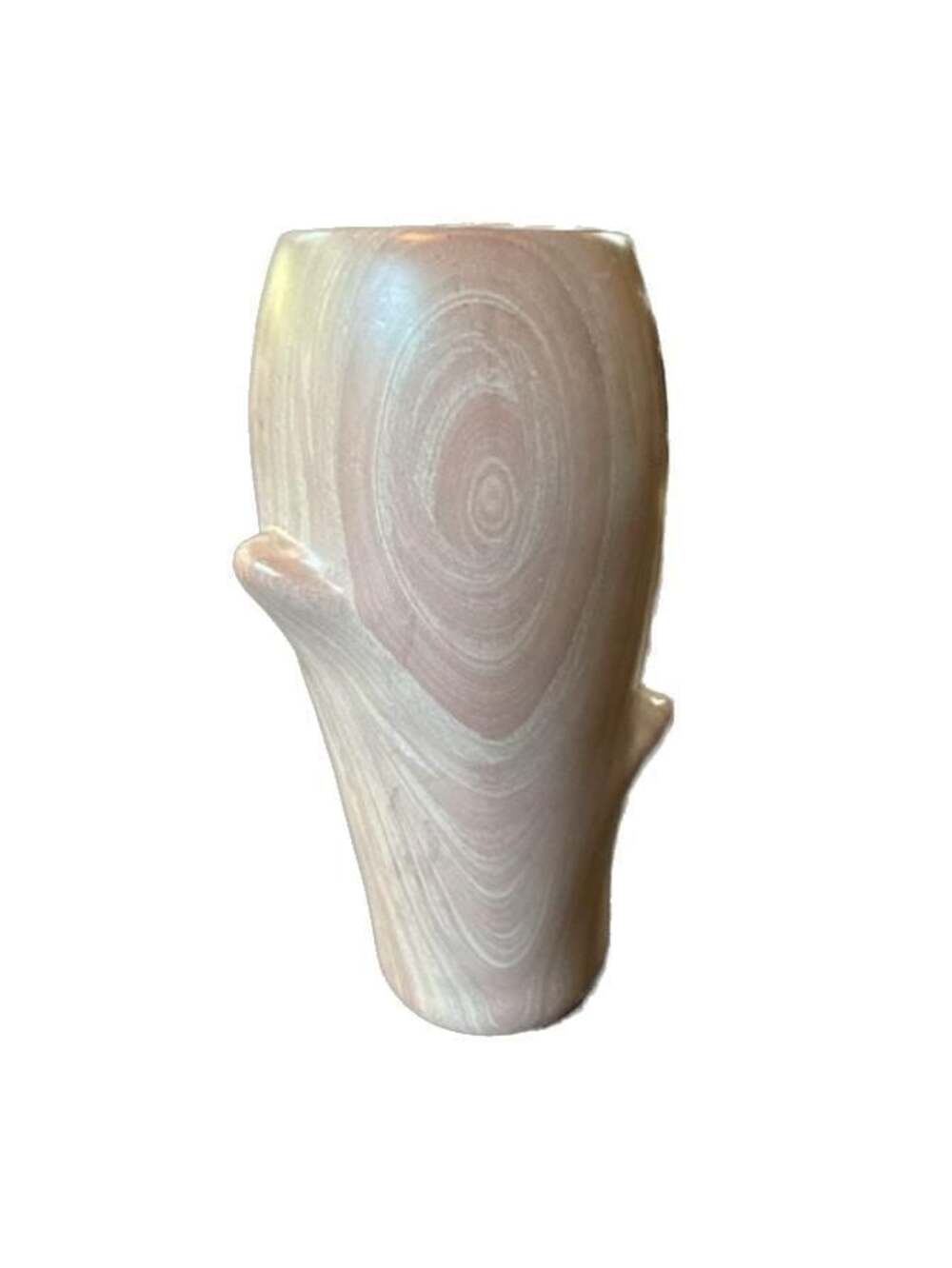 Vintage Biomorphic Design Hand-Carved Soapstone Pink Vase Sculpture, Circa 1960s
